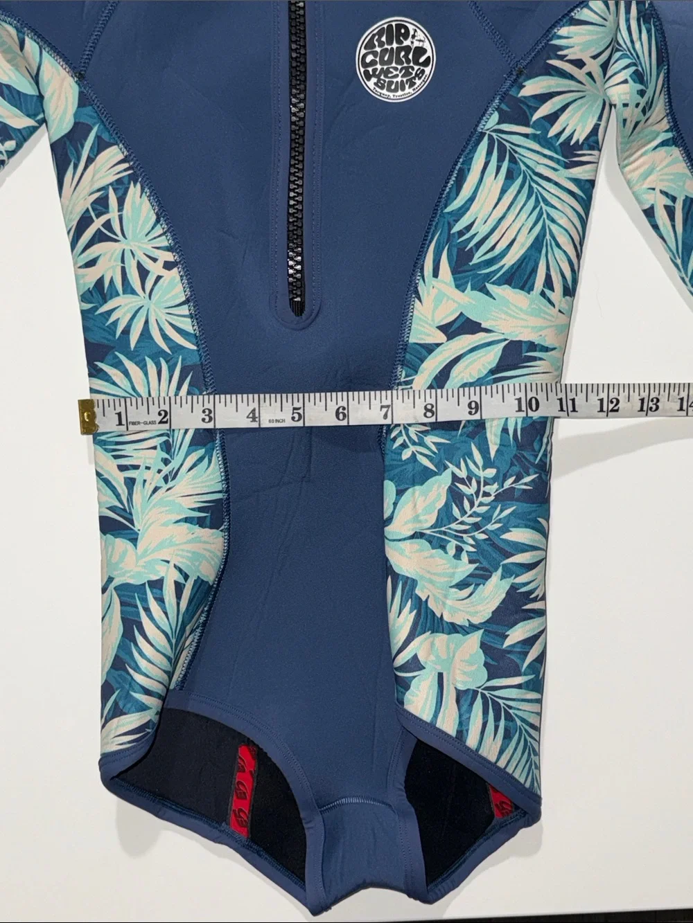 Rip Curl Navy One-Piece Wetsuit with Teal Floral Panels size